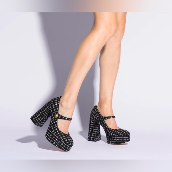 Larroude Emma Pump In Black Tweed Size 11 New - Picture 2 of 11